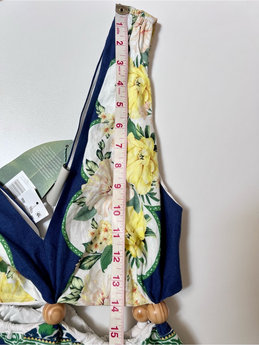 🌼FARM Rio Amazon Garden Cream Navy Cut Out Midi Dress Floral Tropical V-Neck M - Picture 14 of 15